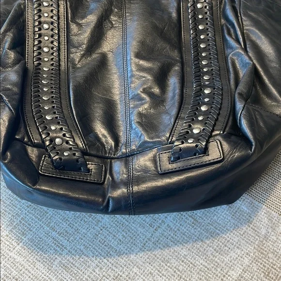 Sigrid Olsen Black Studded Leather Tote Bag Fully Lined - Picture 3 of 12